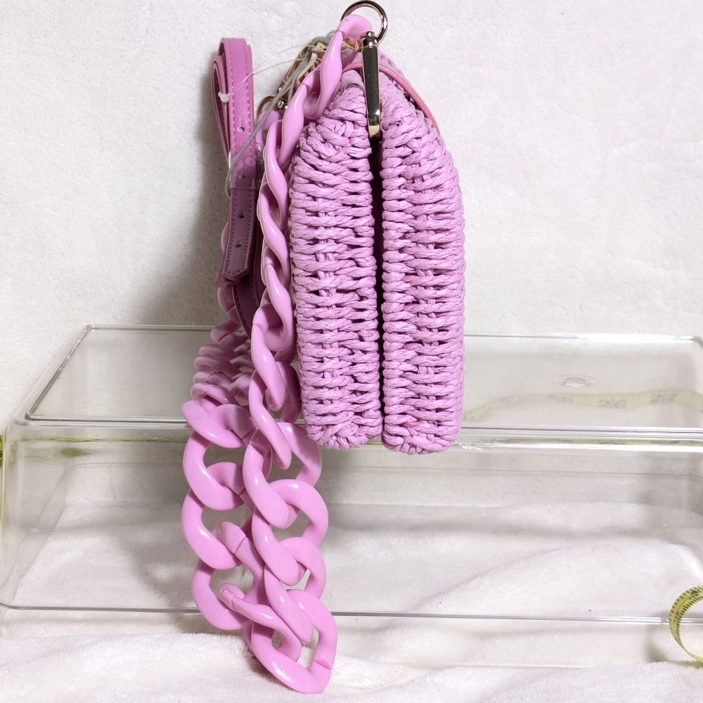 NWT A New Day Target Pink Straw Bag Crossbody and Chain Strap Easter Barbiecore - Picture 6 of 13